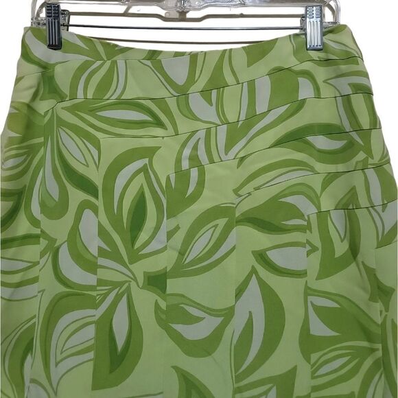 Essential G Green Floral Skirt Size 4 100% Silk - Picture 4 of 8